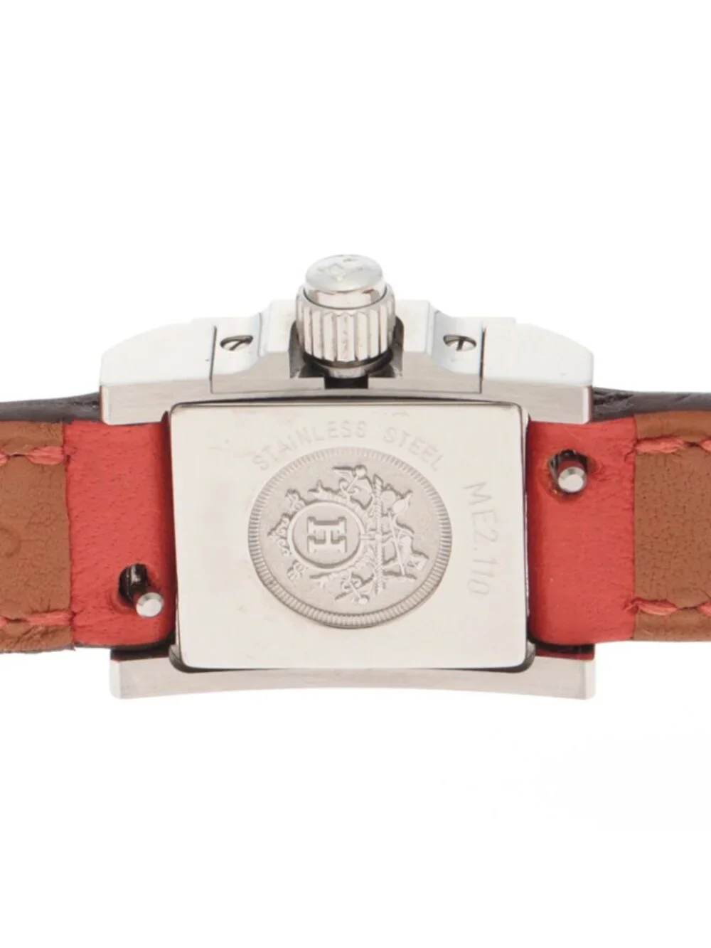 Hermes Medor Tour Watch SS Stainless Steel Leather Strap Silver Dial Quartz